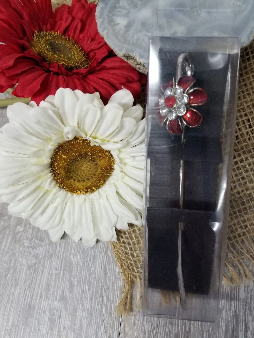 Red Metal Flower Bookmark